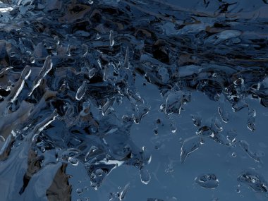 Mavi parlak saf su sıçramasına. Soyut doğa arka plan. 3D render illüstrasyon