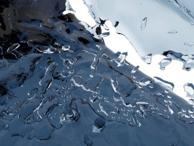 Mavi parlak saf su sıçramasına. Soyut doğa arka plan. 3D render illüstrasyon