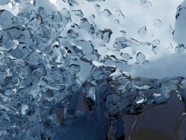 Mavi parlak saf su sıçramasına. Soyut doğa arka plan. 3D render illüstrasyon