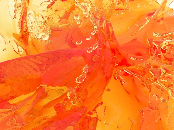 Желтый Оранжевый Брызги Жидкости Изолированы Белом Фоне Трехмерная Иллюстрация — стоковое фото