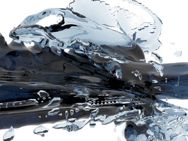 Espalhando Água Pura Espumante Azul Fundo Abstrato Natureza Renderizar Ilustração — Fotografia de Stock