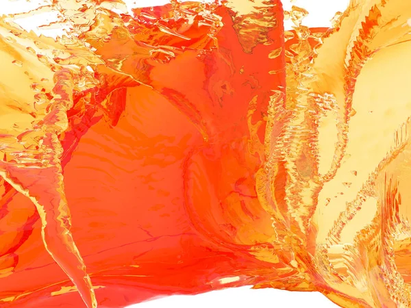Yellow orange liquid splash isolated on white background. 3d render illustration