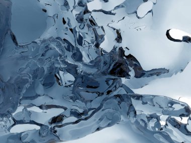 Mavi parlak saf su sıçramasına. Soyut doğa arka plan. 3D render illüstrasyon