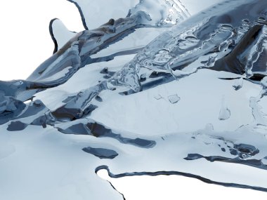 Mavi parlak saf su sıçramasına. Soyut doğa arka plan. 3D render illüstrasyon