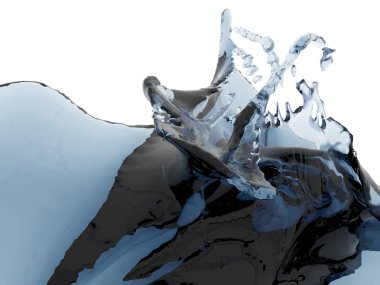 Mavi parlak saf su sıçramasına. Soyut doğa arka plan. 3D render illüstrasyon