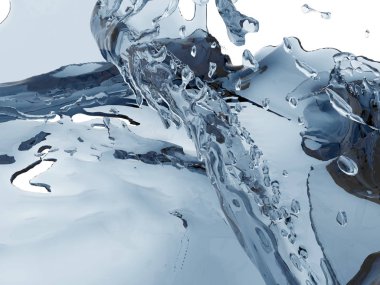 Mavi parlak saf su sıçramasına. Soyut doğa arka plan. 3D render illüstrasyon