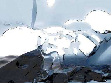 Mavi parlak saf su sıçramasına. Soyut doğa arka plan. 3D render illüstrasyon