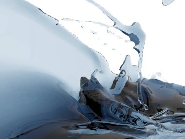Mavi parlak saf su sıçramasına. Soyut doğa arka plan. 3D render illüstrasyon
