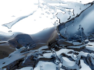 Mavi parlak saf su sıçramasına. Soyut doğa arka plan. 3D render illüstrasyon
