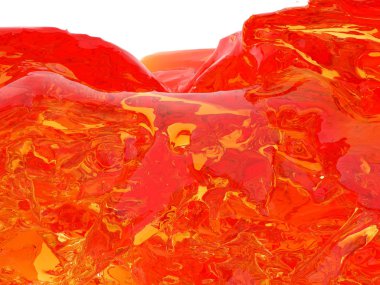 Beyaz arka plan üzerinde izole sarı turuncu sıvı sıçrama. 3D render illüstrasyon