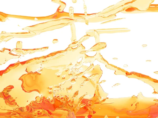 Yellow Orange Liquid Splash Isolated White Background Render Illustration — Stock Photo, Image