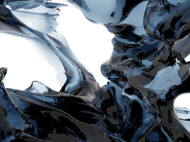 Mavi parlak saf su sıçramasına. Soyut doğa arka plan. 3D render illüstrasyon