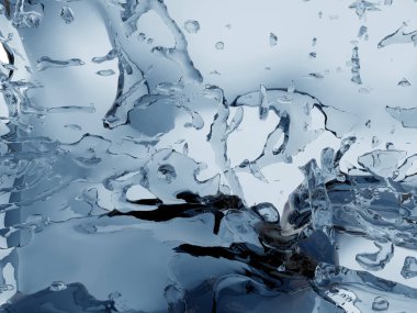 Mavi parlak saf su sıçramasına. Soyut doğa arka plan. 3D render illüstrasyon