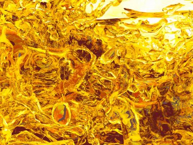 Beyaz arka plan üzerinde izole sarı turuncu sıvı sıçrama. 3D render illüstrasyon