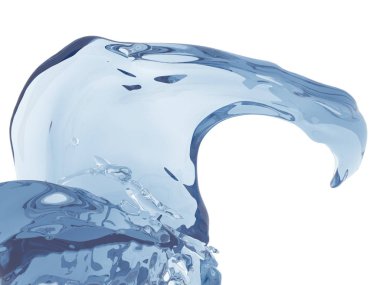 Mavi parlak saf su sıçramasına. Soyut doğa arka plan. 3D render illüstrasyon