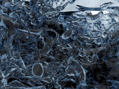 Mavi parlak saf su sıçramasına. Soyut doğa arka plan. 3D render illüstrasyon