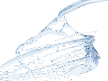 Mavi parlak saf su sıçramasına. Soyut doğa arka plan. 3D render illüstrasyon