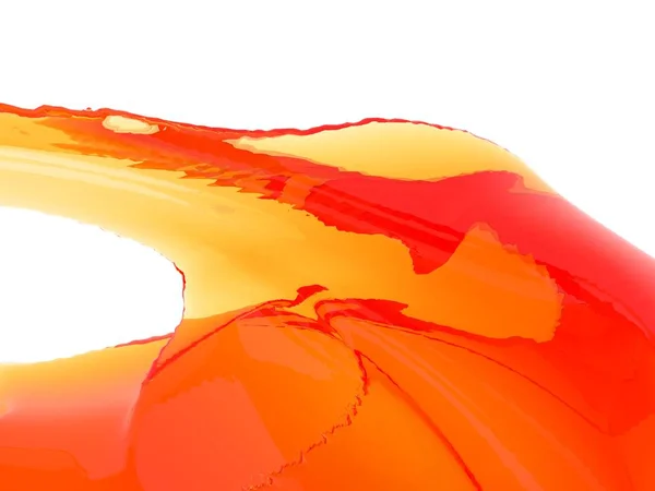 Yellow orange liquid splash isolated on white background. 3d render illustration