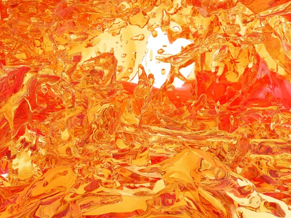 Beyaz arka plan üzerinde izole sarı turuncu sıvı sıçrama. 3D render illüstrasyon