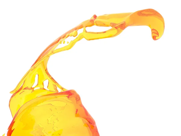 Salpicadura Líquida Naranja Amarilla Aislada Sobre Fondo Blanco Ilustración Renderizado — Foto de Stock