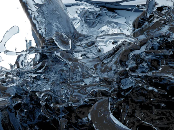 Mavi parlak saf su sıçramasına. Soyut doğa arka plan. 3D render illüstrasyon