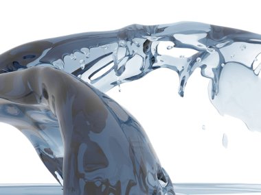 Mavi parlak saf su sıçramasına. Soyut doğa arka plan. 3D render illüstrasyon