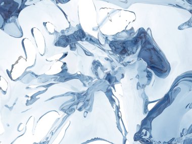 Mavi parlak saf su sıçramasına. Soyut doğa arka plan. 3D render illüstrasyon