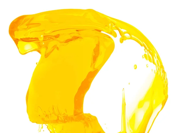 Esguicho Líquido Laranja Amarelo Isolado Fundo Branco Renderizar Ilustração — Fotografia de Stock