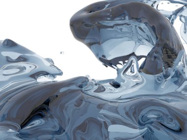 Mavi parlak saf su sıçramasına. Soyut doğa arka plan. 3D render illüstrasyon