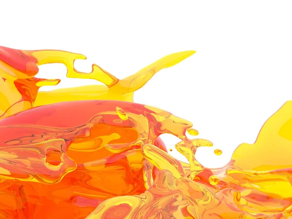 Salpicadura Líquida Naranja Amarilla Aislada Sobre Fondo Blanco Ilustración Renderizado —  Fotos de Stock