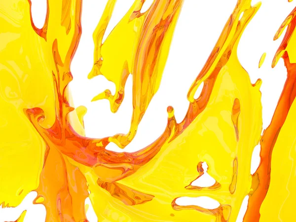 Geel Oranje Vloeibare Plons Geïsoleerd Een Witte Achtergrond Render Illustratie — Stockfoto