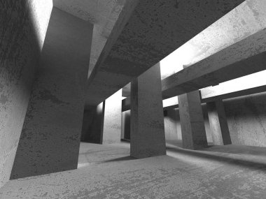 Geometrik beton mimari arka plan. 3D render illüstrasyon