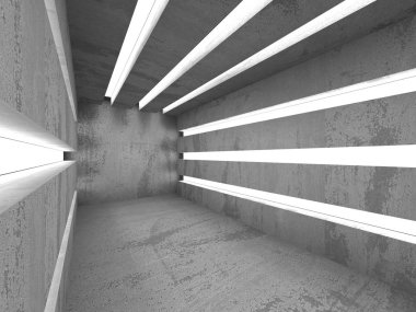 Beton mimari arka plan. Soyut boş karanlık oda. 3D render illüstrasyon