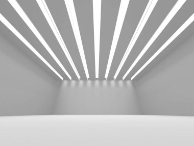 Fütüristik beyaz mimari tasarım arka plan. 3D render illüstrasyon