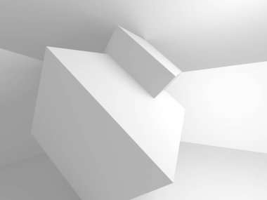 Fütüristik beyaz mimari tasarım arka plan. 3D render illüstrasyon