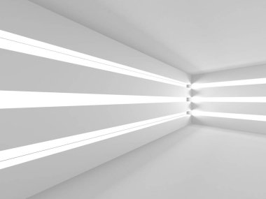 Fütüristik beyaz mimari tasarım arka plan. 3D render illüstrasyon