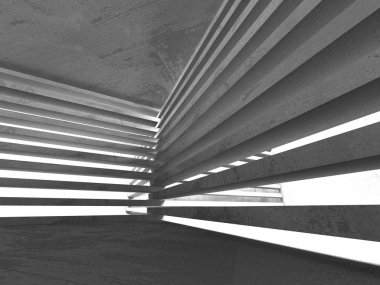 Karanlık Bodrum boş odası iç. Beton duvarlar. Mimari arka plan. 3D render illüstrasyon