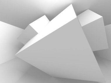 Beyaz Mimarlık inşaat Modern iç arka plan. 3D render illüstrasyon