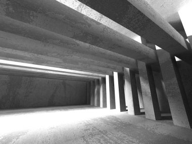 Geometrik beton mimari arka plan. 3D render illüstrasyon