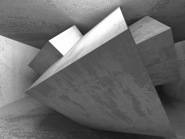 Geometrik beton mimari arka plan. 3D render illüstrasyon