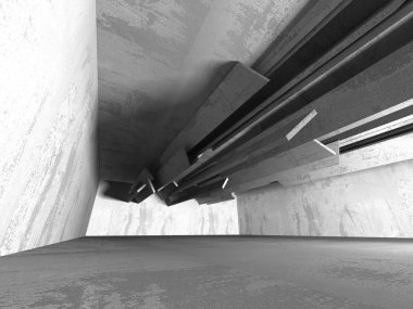 Geometrik beton mimari arka plan. 3D render illüstrasyon