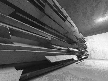 Beton mimari arka plan. Soyut boş karanlık oda. 3D render illüstrasyon