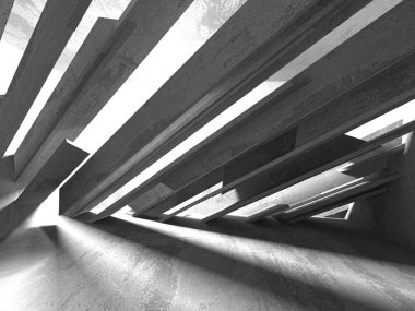 Beton mimari arka plan. Soyut boş karanlık oda. 3D render illüstrasyon