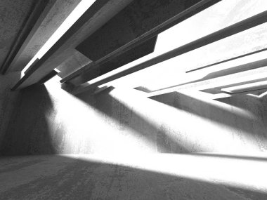 Beton mimari arka plan. Soyut boş karanlık oda. 3D render illüstrasyon