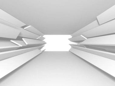 Fütüristik beyaz mimari tasarım arka plan. 3D render illüstrasyon