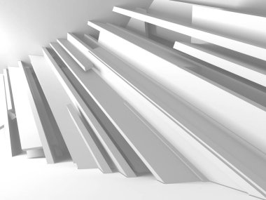 Beyaz Mimarlık inşaat Modern iç arka plan. 3D render illüstrasyon