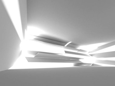 Fütüristik beyaz mimari tasarım arka plan. 3D render illüstrasyon