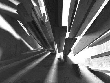 Geometrik beton mimari arka plan. 3D render illüstrasyon