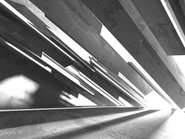 Geometrik beton mimari arka plan. 3D render illüstrasyon