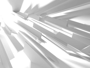 Fütüristik beyaz mimari tasarım arka plan. 3D render illüstrasyon
